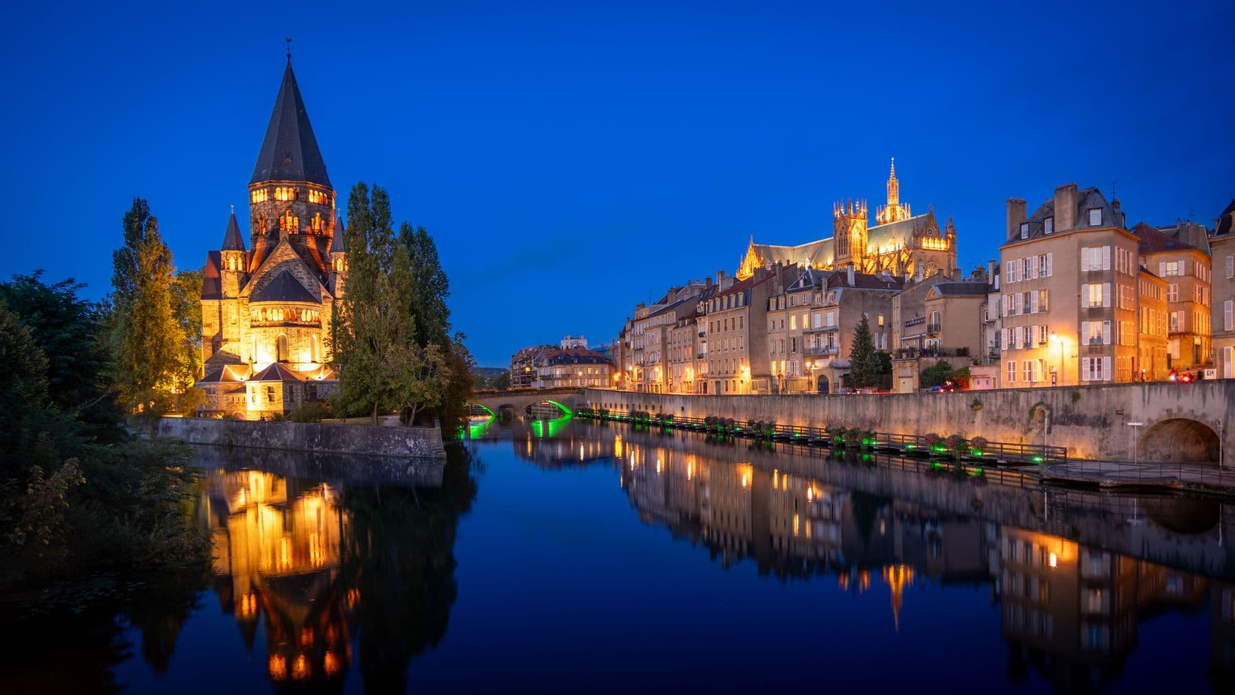 Metz illuminated at blue hour