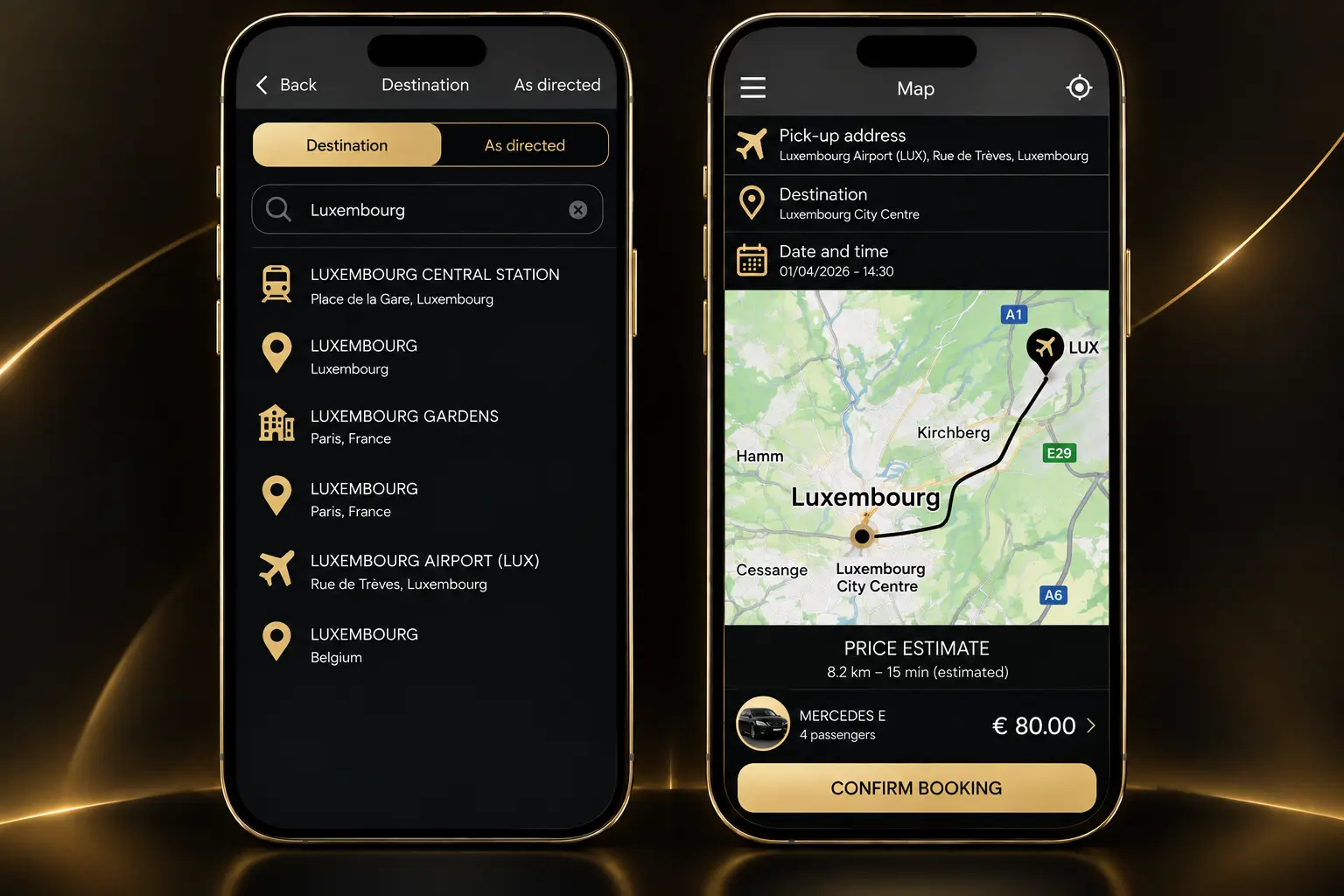VIP Limo mobile app chauffeur booking experience in Luxembourg