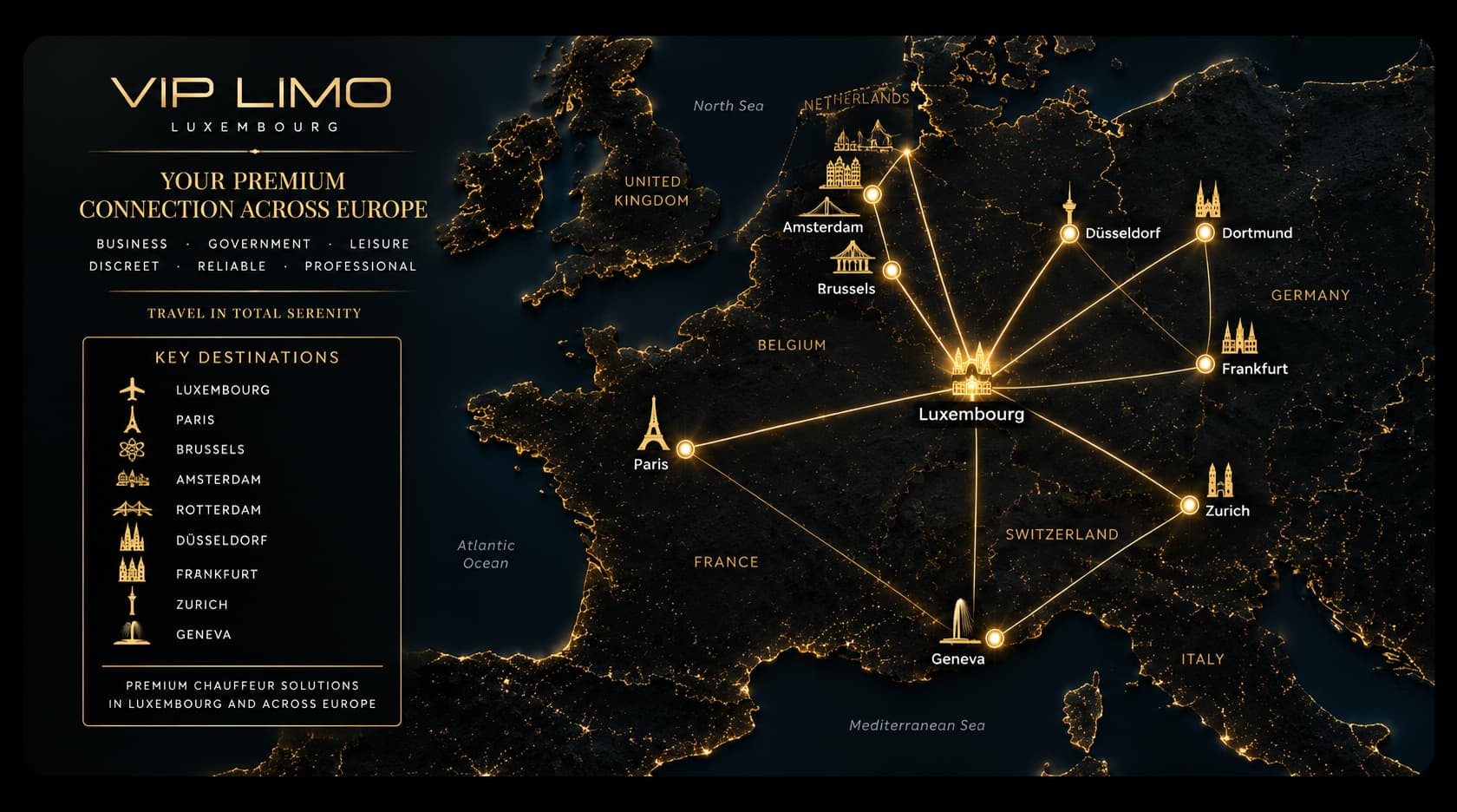 VIP Limo European chauffeur destinations from Luxembourg